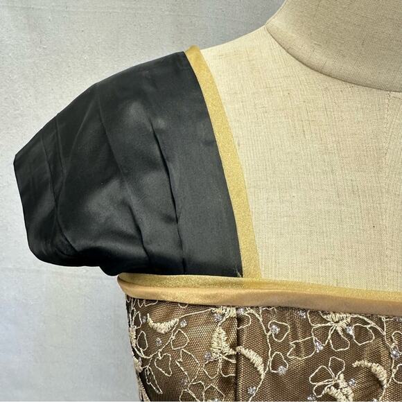 Jessica‎ McClintock for Gunne Sax vintage black satin & lace mini dress size 7 - Picture 5 of 15